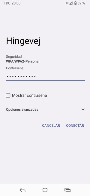 Introduzca la contraseña de Wi-Fi y seleccione CONECTAR