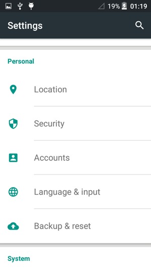 Scroll to and select Security