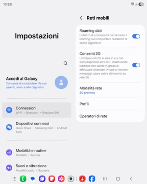 Attiva o disattiva Roaming dati