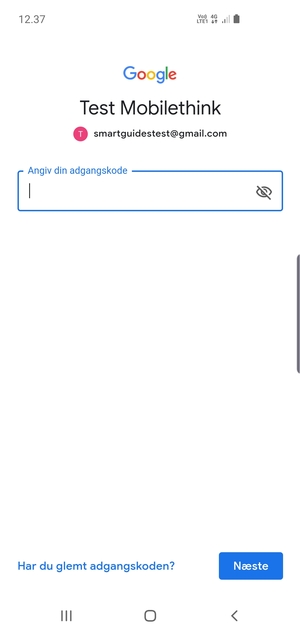 Indtast din Gmail adgangskode og vælg Næste
