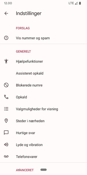 Vælg Telefonsvarer