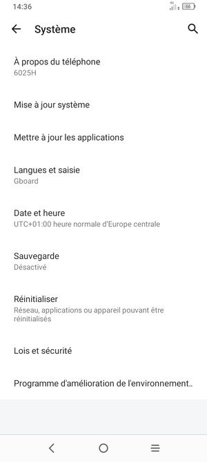 Sélectionnez Sauvegarde