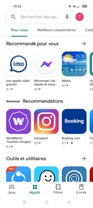 Sélectionnez la barre de Recherche