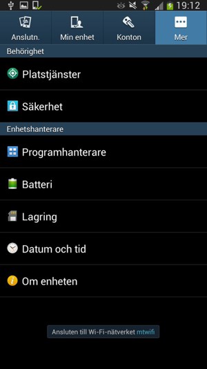 Välj Mer och Säkerhet