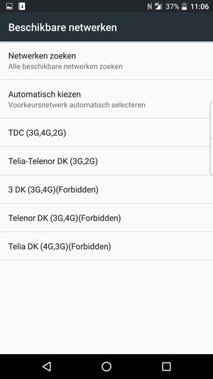 Selecteer een netwerkoperator uit de lijst