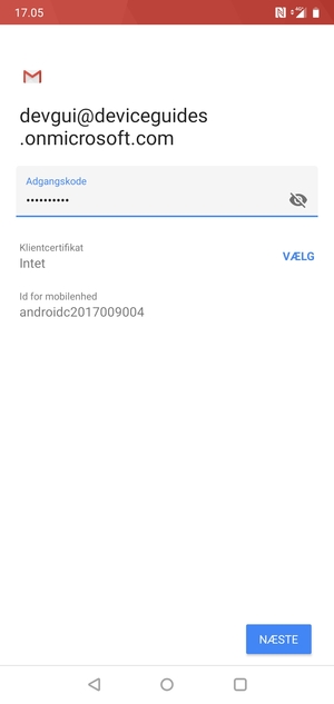 Indtast din adgangskode og vælg NÆSTE