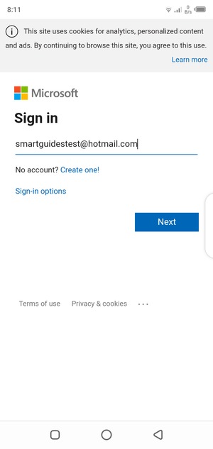 Enter your Email address and select Next