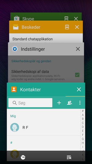 Vælg Slet-ikonet for at lukke alle åbne apps