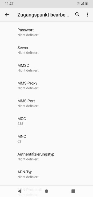 Scrollen Sie nach unten und geben Sie MMS-Informationen ein