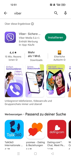 Wählen Sie die App