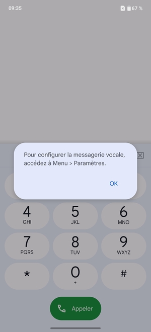 Si votre messagerie vocale n'est pas configurée, sélectionnez OK