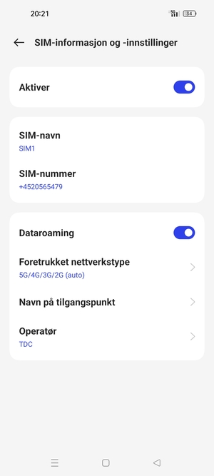 Slå Dataroaming på eller av