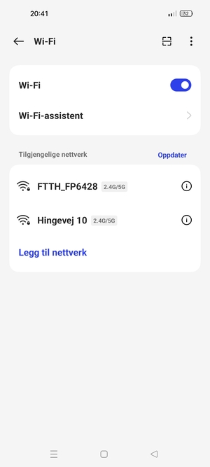 Velg det trådløse nettverket du vil koble til