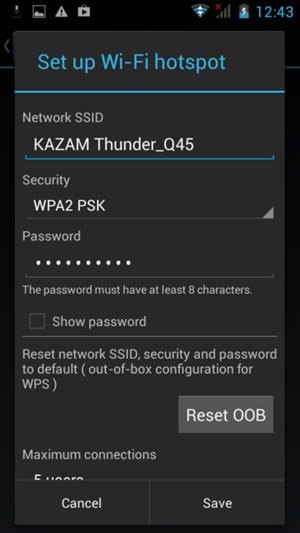 Enter a password of at least 8 characters and select Save