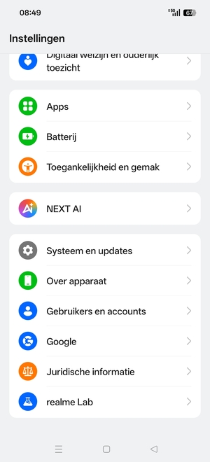 Scroll naar en selecteer Systeem en updates