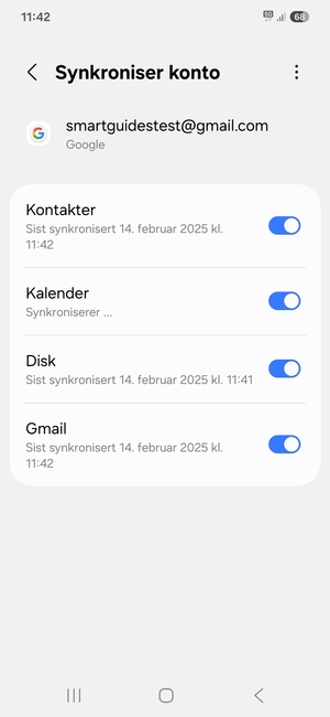 Din informasjon blir synkronisert