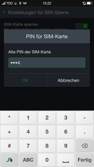 Geben Sie Ihre Alte PIN der SIM-Karte ein und wählen Sie OK