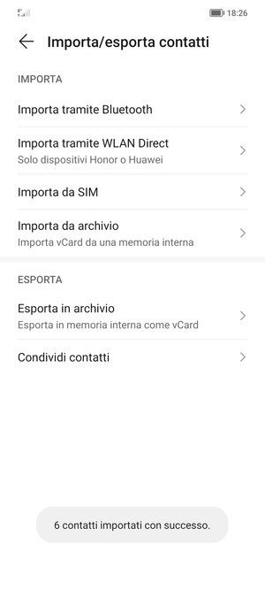 I tuoi contatti verranno salvati sul tuo Honor