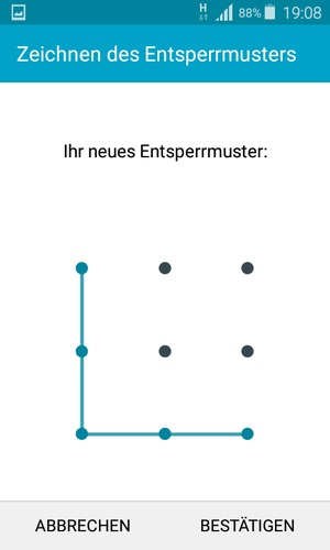 Zeichnen Sie das Entsperrmuster erneut und wählen Sie BESTÄTIGEN