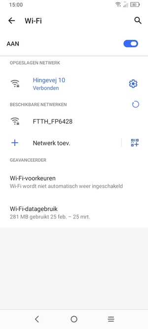 U bent nu verbonden met het WiFi-netwerk