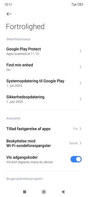Vælg Systemopdatering til Google Play