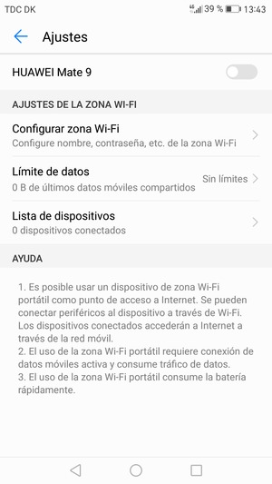 Seleccione Configurar zona Wi-Fi
