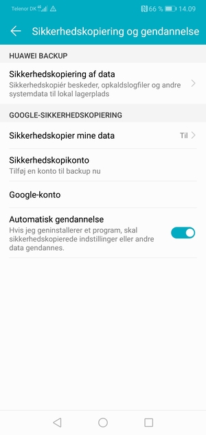 Vælg Sikkerhedskopikonto