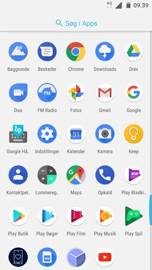 Scroll til og vælg Indstillinger
