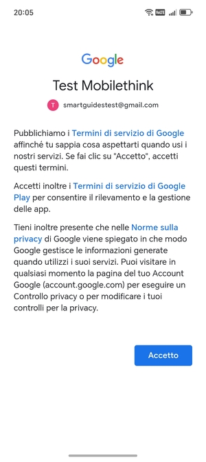 Seleziona Accetto