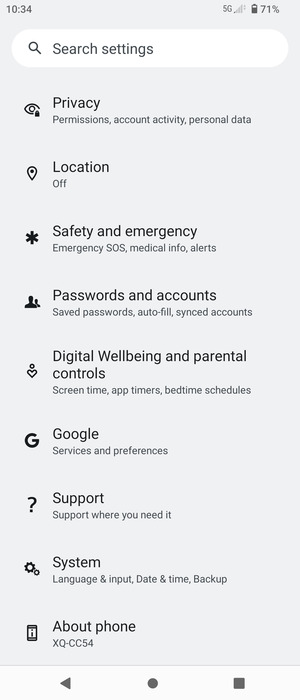 Return to the Settings menu and select Passwords and accounts