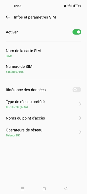 Sélectionnez Type de réseau préféré
