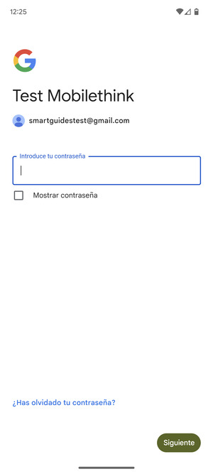 Introduzca su contraseña y seleccione Siguiente