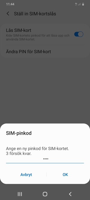 Ange din Nya pinkod för SIM-kort och välj OK