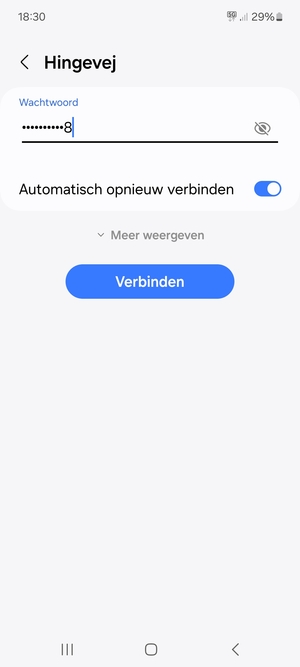 Voer het WiFi-wachtwoord in en selecteer Verbinden
