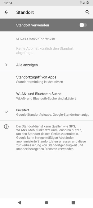 Schalten Sie Standort verwenden aus