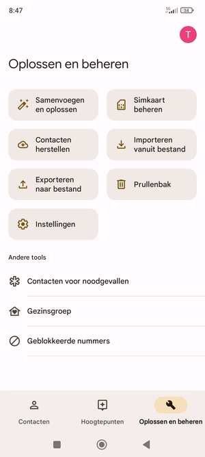 Selecteer Simkaart beheren