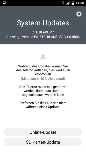 Wählen Sie Online-Update