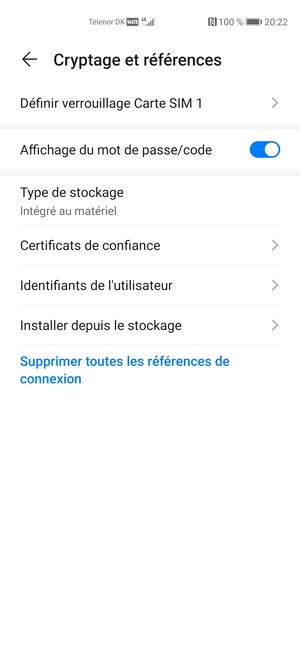 Sélectionnez Définir verrouillage Carte SIM 1