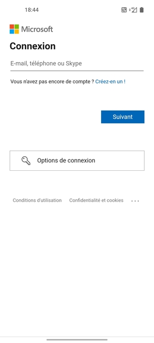Saisissez votre adresse e-mail et sélectionnez Suivant