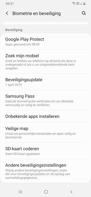 Scroll naar en selecteer Andere beveiligingsinstellingen