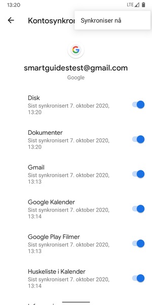 Velg Synkroniser nå