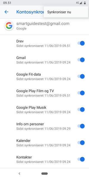 Vælg Synkroniser nu