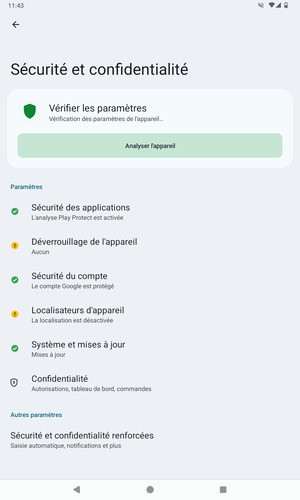 Sélectionnez Sécurité et confidentialité renforcées