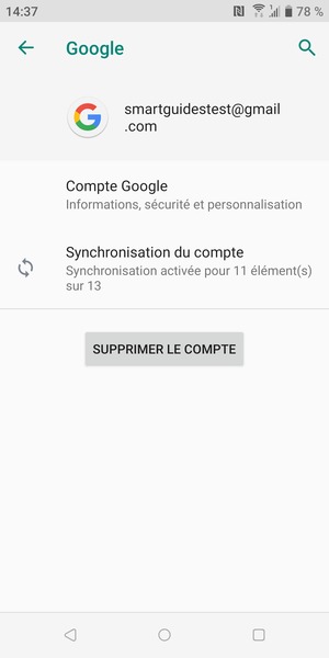 Sélectionnez Synchronisation du compte