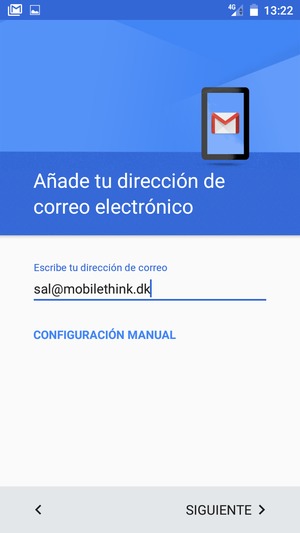 Introduzca su Dirección de correo electrónico y seleccione SIGUIENTE