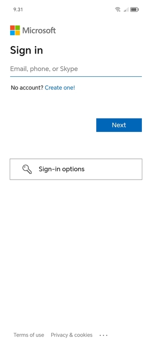 Enter your Hotmail address and select Next