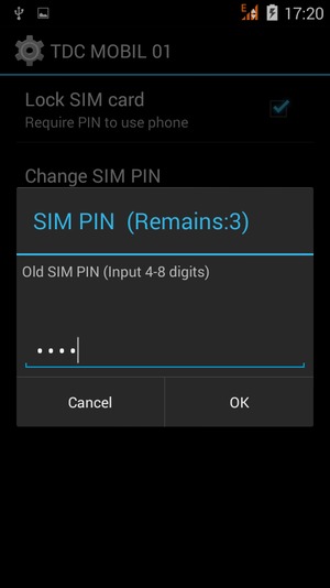 Enter your Old SIM PIN and select OK