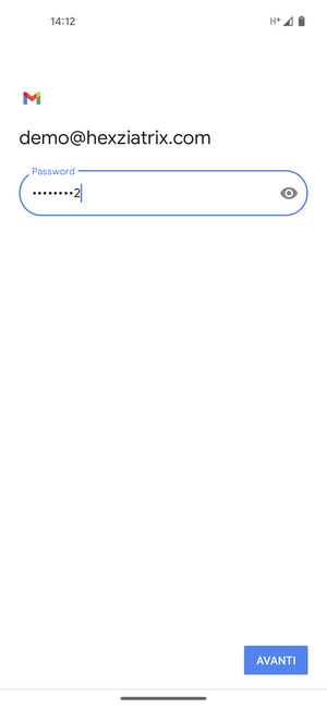 Inserisci la tua password e seleziona AVANTI