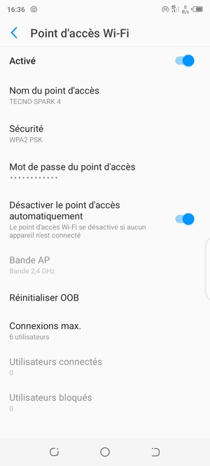 Votre téléphone est maintenant configuré pour être utilisé comme modem