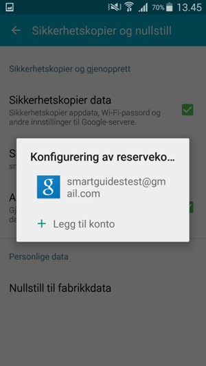 Velg sikkerhetskopi-kontoen din
